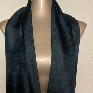 Elegant Black and Teal Patterned Scarf
